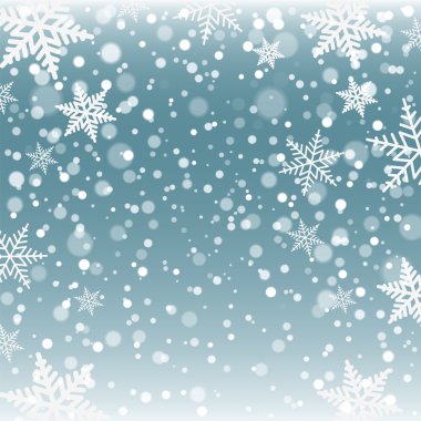 mavi bir arka plan üzerinde Noel kar taneleri.