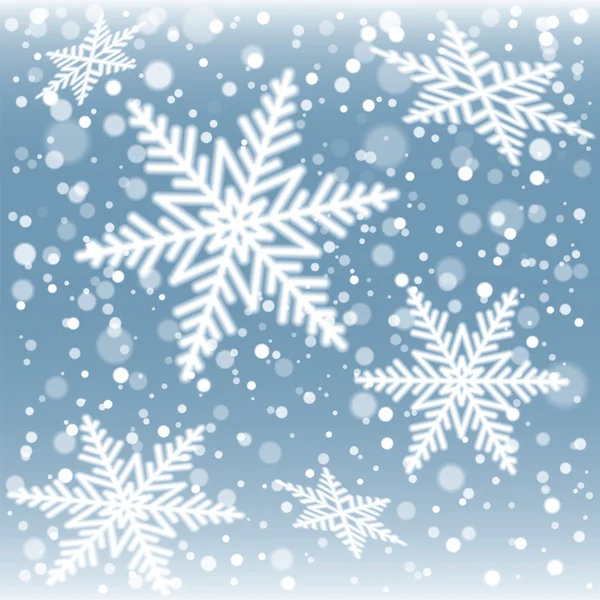 Jul snöflingor på blå bakgrund. — Stock vektor