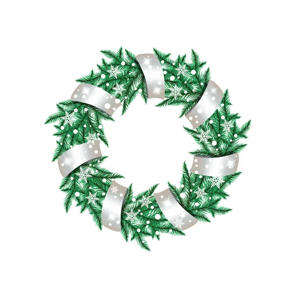 Green christmas wreath. — Stock Vector