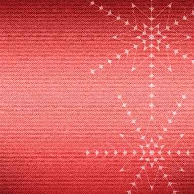 Kırmızı kot doku arka plan üzerinde Noel kar taneleri. 