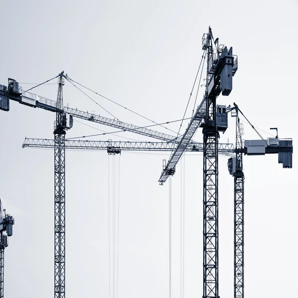 Construction cranes silhouettes. — Stock Photo, Image
