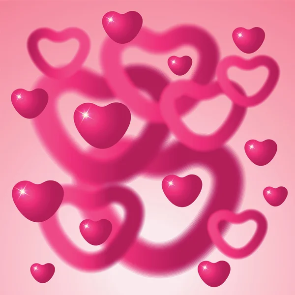 Formas de coração em fundo rosa . — Vetor de Stock