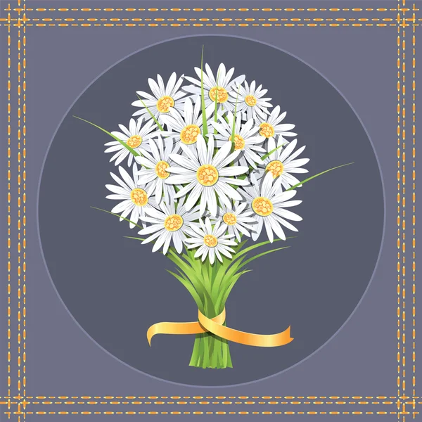 Daisy flower bouquet on the greeting card. — Stock Vector