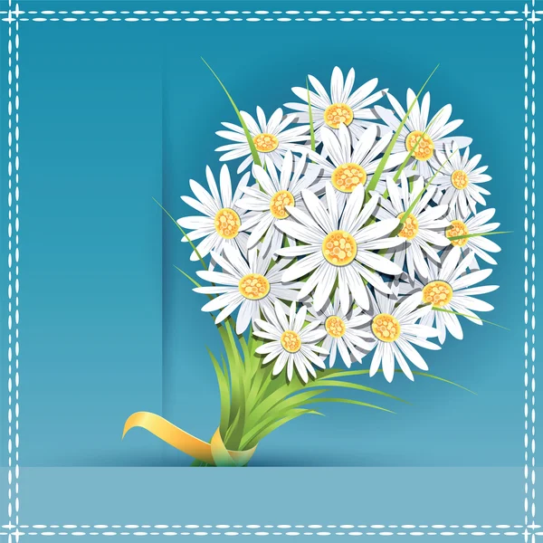 Μαργαρίτα λουλούδι μπουκέτο στην ευχετήρια κάρτα. — Διανυσματικό Αρχείο