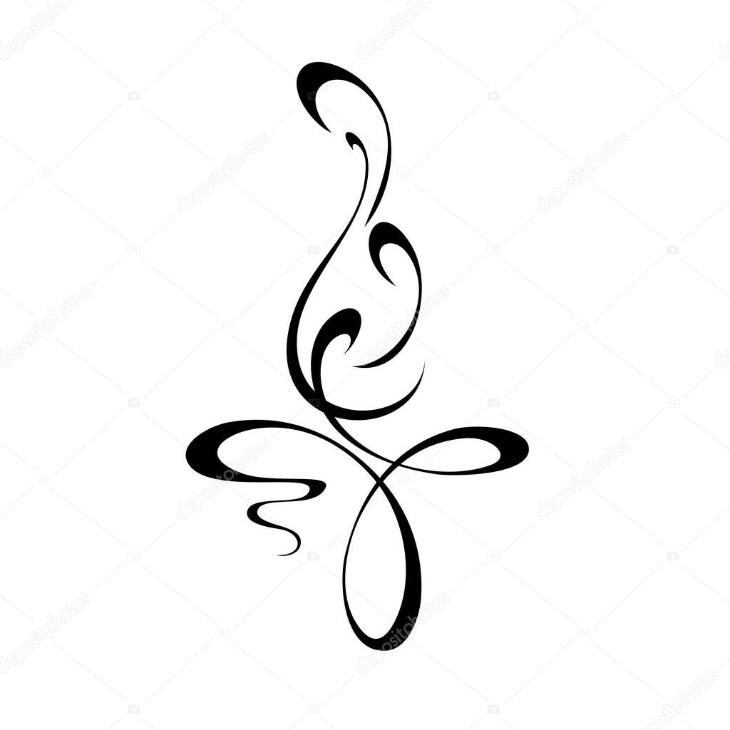 decorative abstract ornament with curls in black lines on a white background