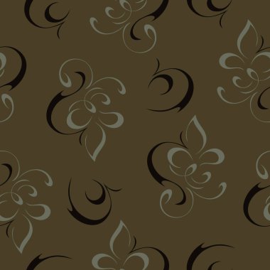 seamless pattern with stylized flowers and abstract design on colored background clipart