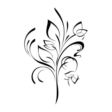 Beyaz arka planda siyah çizgileri olan stilize bir çiçek