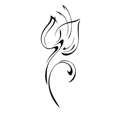 Kısa saplı bir çiçek Bud, beyaz arkaplanda siyah çizgilerle kıvrılmış.