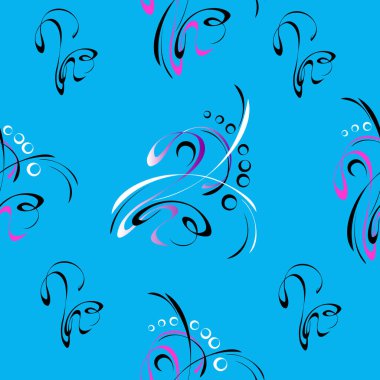 Mavi arkaplanda soyut desenli kusursuz desen