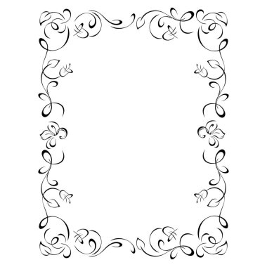 Şekillendirilmiş çiçekler, yapraklar, çanlar ve vignettlerle dekoratif dikdörtgen çerçeve 