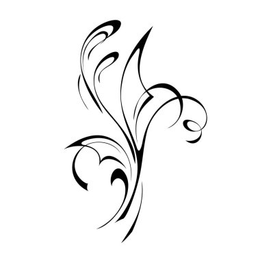 Beyaz arkaplanda siyah çizgili bukleli soyut dekoratif süs