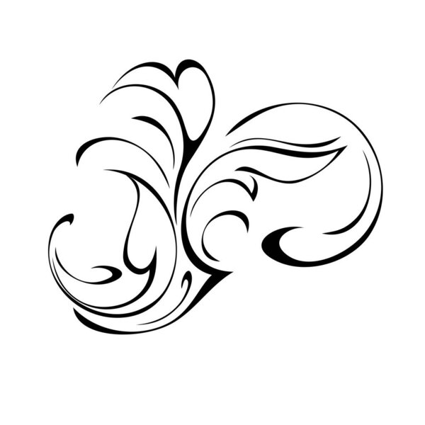 decorative abstract element with curls in black lines on a white background