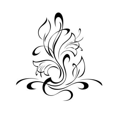 Süslenmiş çiçekleri, yaprakları ve beyaz arkaplanda siyah çizgileri olan dekoratif öğeler
