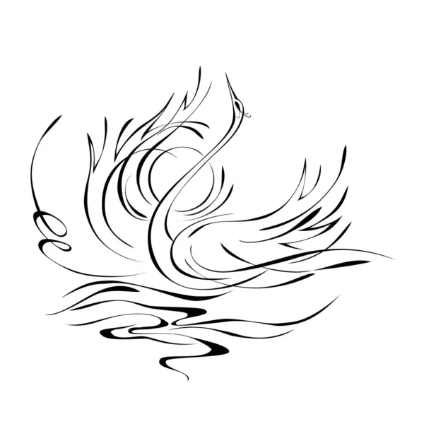 Graceful Swan Dancing Water Flapping Wings — Stock Vector