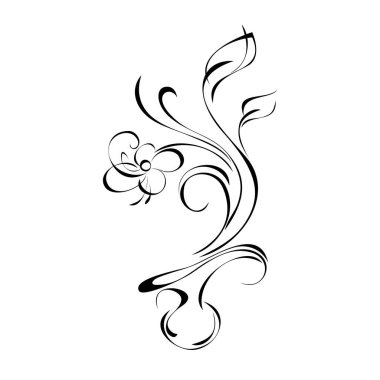 Dekoratif vazo, beyaz arkaplanda siyah çizgiler halinde çiçekler.