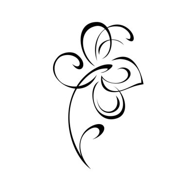 Beyaz arka planda siyah çizgiler içinde yaprakları olmayan kısa saplı bir çiçek.