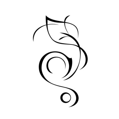 Bukleli eşsiz bir dekoratif öğe ve beyaz arkaplanda siyah çizgiler halinde bir yaprak. logo