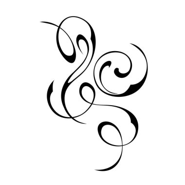 Beyaz arkaplanda siyah çizgilerle süslenmiş eşsiz dekoratif soyut süslemeler.