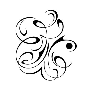 Beyaz arkaplanda siyah çizgilerle süslenmiş eşsiz dekoratif soyut süslemeler.