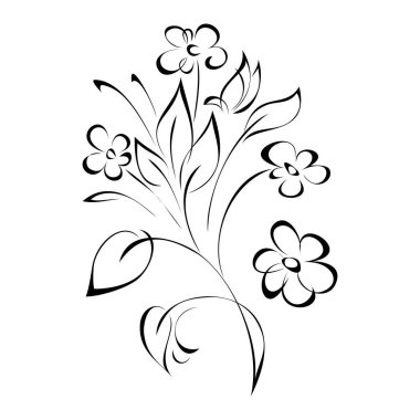 Yapraklı çiçek açan dallarla stilize edilmiş dal.