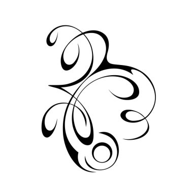 Beyaz arkaplanda siyah çizgilerle süslenmiş eşsiz dekoratif soyut süslemeler.