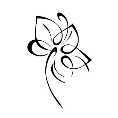 Beyaz arka planda siyah çizgiler içinde yaprakları olmayan kısa saplı bir çiçek.