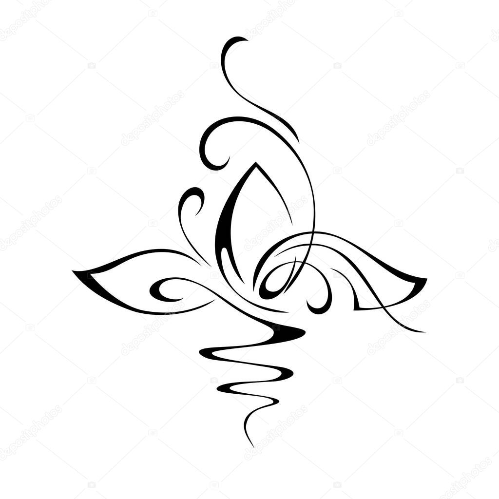 unique decorative abstract ornament with curls in black lines on a white background