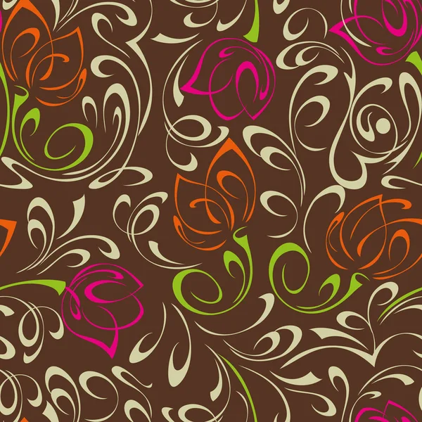 Nahtloses Muster Mit Abstrakten Ornamenten Mit Stilisierten Blumen Und Vignetten — Stockvektor