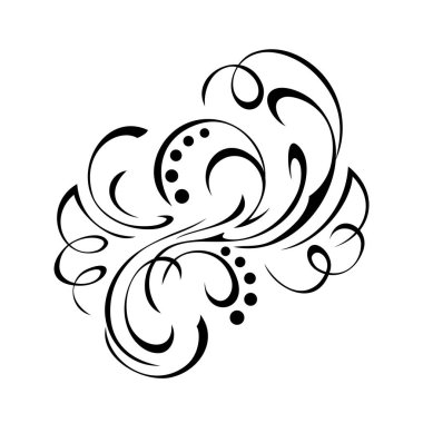 Beyaz arkaplanda siyah çizgilerle süslenmiş eşsiz dekoratif soyut süslemeler.