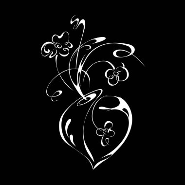 Siyah arkaplanda beyaz çizgilerle süslenmiş vazo