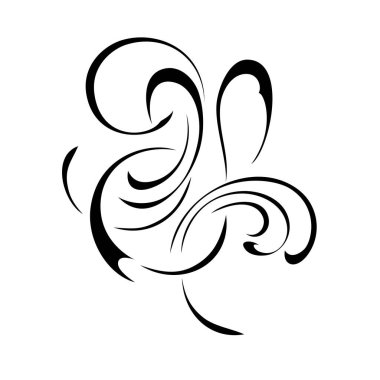 Beyaz arkaplanda siyah çizgilerle süslenmiş eşsiz dekoratif soyut süslemeler.