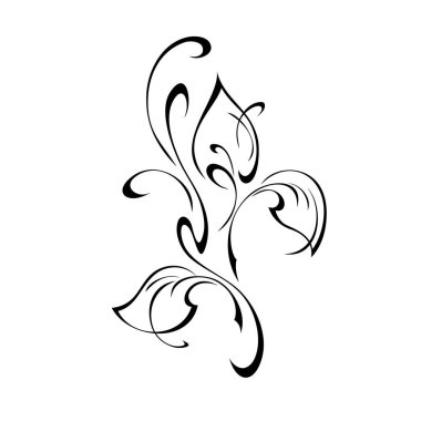 Biçimlendirilmiş yaprakları ve beyaz arkaplanda siyah çizgileri olan eşsiz dekoratif öğe