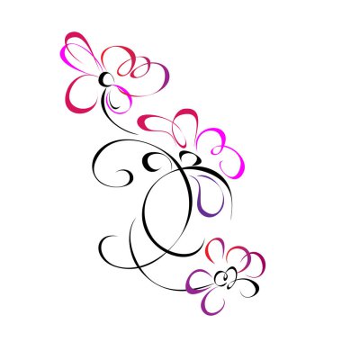 bukleli bukleler üzerinde üç stilize çiçek