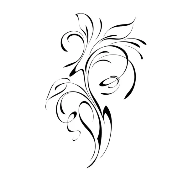 Stylized Plant Leaves Curls Black Lines White Background — Wektor stockowy