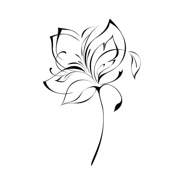 Fleur Stylisée Avec Grands Pétales Sur Une Tige Sans Feuilles — Image vectorielle