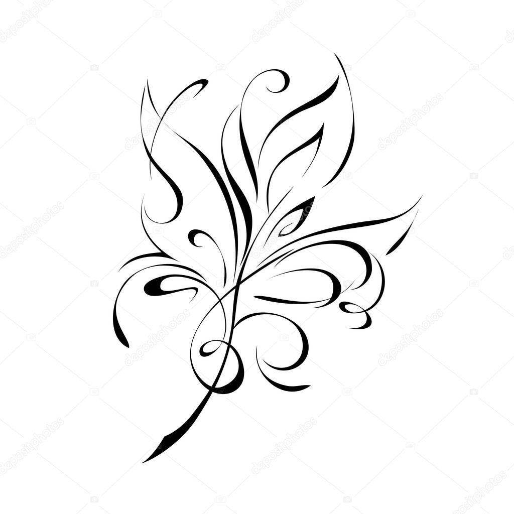 stylized twig with leaves and curls. graphic decor