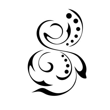 Beyaz arkaplanda siyah çizgilerle süslenmiş eşsiz dekoratif soyut süslemeler.