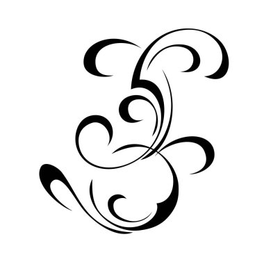 Beyaz arkaplanda siyah çizgilerle süslenmiş eşsiz dekoratif soyut süslemeler.