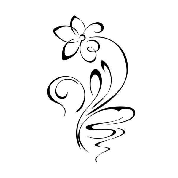 Decorative Stylized Flower Curved Stem Curls Graphic Decor — Wektor stockowy