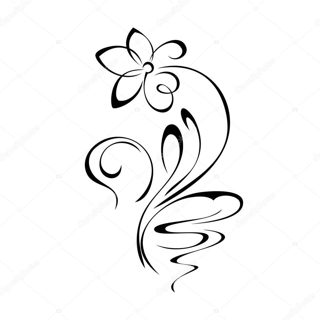 decorative stylized flower on a curved stem with curls. graphic decor