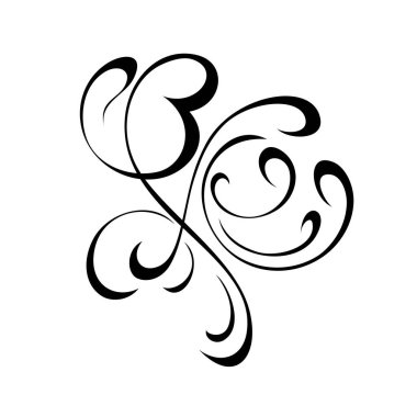 Beyaz arkaplanda siyah çizgilerle süslenmiş eşsiz dekoratif soyut süslemeler.