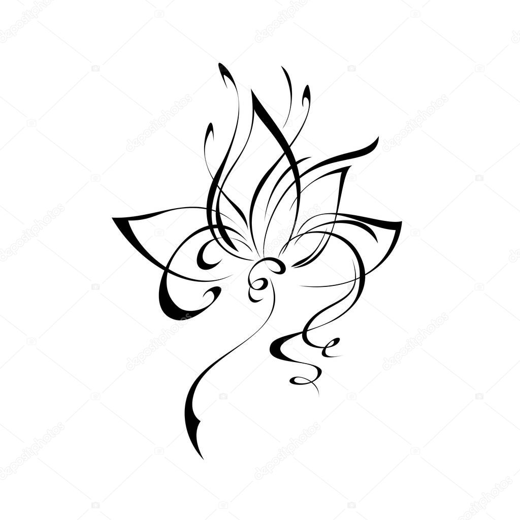 abstract flower in black lines on a white background