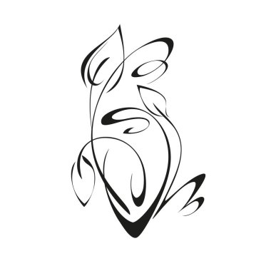 Yaprakları ve bukleleri olan stilize bir bitki. grafik dekor