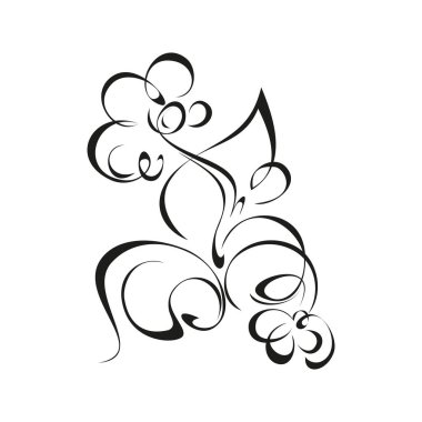 Şekillendirilmiş çiçek ve bukleleri olan soyut bir element. grafik dekor