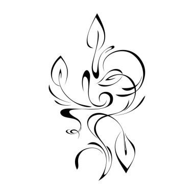 Yaprakları ve bukleleri olan dekoratif bir element. grafik dekor