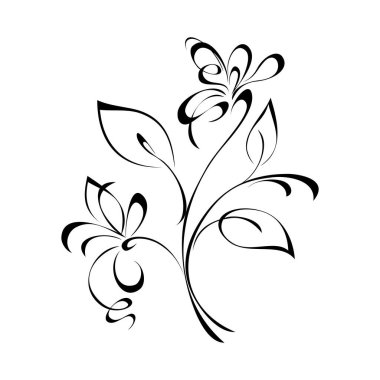 Yapraklı sapları olan stilize çiçekler. grafik dekor