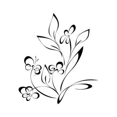 Yapraklı sapları olan stilize çiçekler. grafik dekor