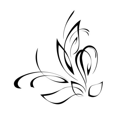 Beyaz arkaplanda siyah çizgilerle soyut çizim