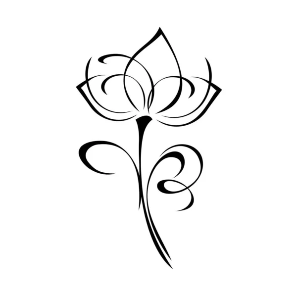 白い背景に黒線でカールした茎に抽象的な装飾花を咲かせます — ストックベクタ