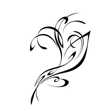 Şekillendirilmiş yaprak ve bukleli soyut dekoratif element. grafik dekor